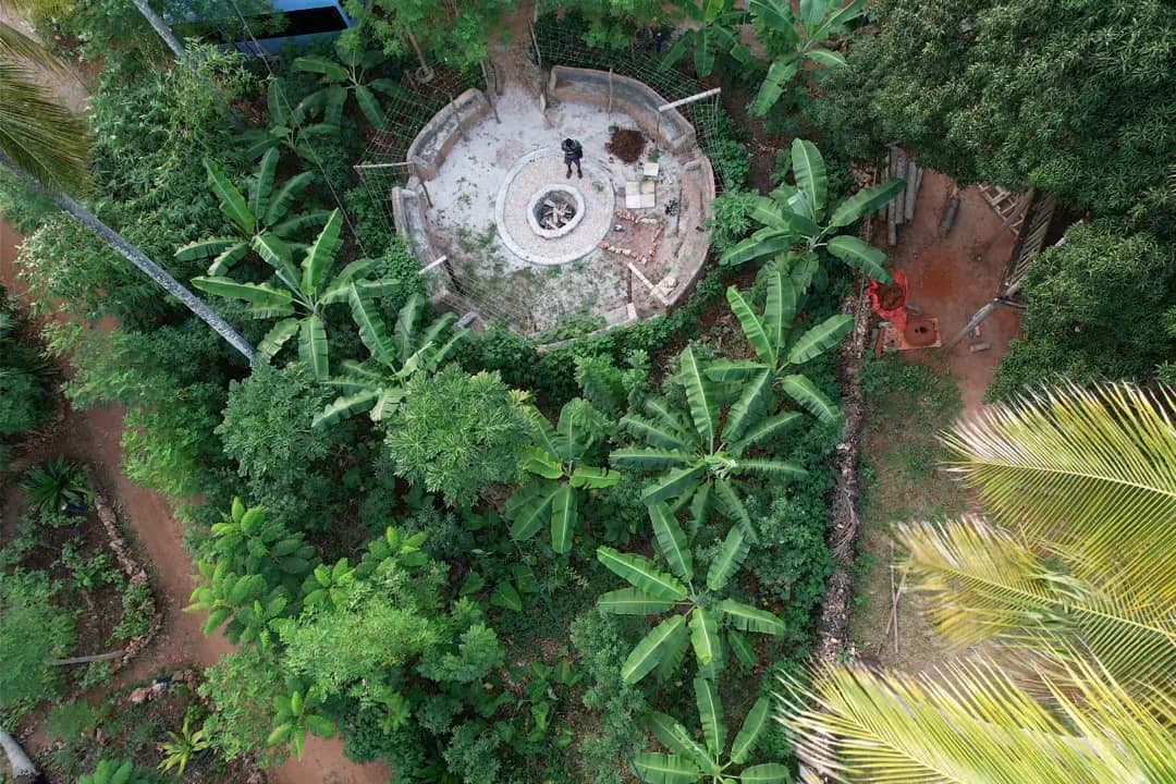 Aerial view of Assalam's circular open-air Amphitheatre